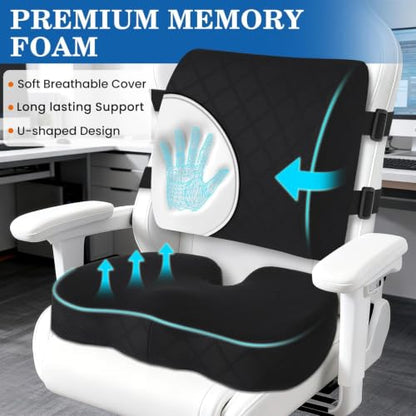 Back&Seat Cushion, Chair Cushions, Lumbar Back Support Pillow, Black/Large - color: Black, size: Large