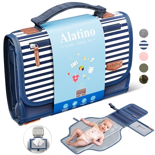 Alatino Portable Diaper Changing Pad, Wipe Clean, Large 25x22,Navy Blue - color: Navy Blue
