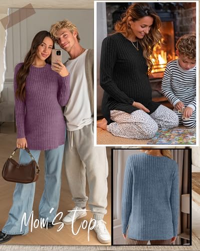 3 Pack Maternity Shirts Pregnancy Sweaters Tunic Tops - color: Black, Blue, Fuchsia, size: Small