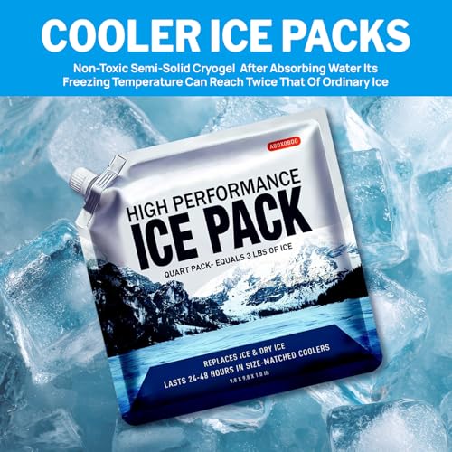 Reusable Ice Packs for Cooler Bag & Large Lunch Box, Long Lasting Gel Freezer Pack for Camping, Picnics, Heavy Duty Cold Packs, 4 Pack (9.8"x9.8") - size: Medium-4pk