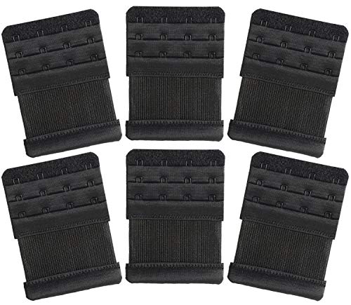Women's Bra Extenders 4 Hook / 3 Hook / 5 Hook / 2 Hook Soft Comfortable Stretchy Bra Extension Strap - color: 6 Pieces Black, 4 Hook