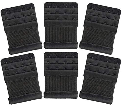 Women's Bra Extenders 4 Hook / 3 Hook / 5 Hook / 2 Hook Soft Comfortable Stretchy Bra Extension Strap - color: 6 Pieces Black, 4 Hook