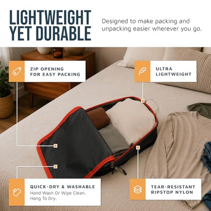 TRIPPED Travel Gear Large Compression Packing Cubes 7-Piece Set for Travel - color: Grey/Orange