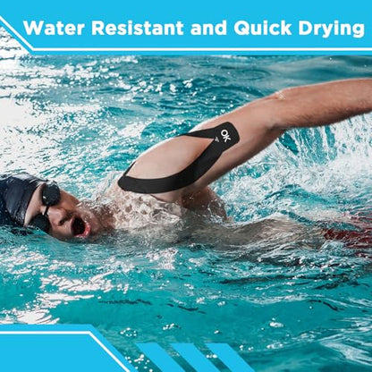 OK TAPE 100Pcs Precut Kinesiology Tape Strips, Elastic Athletic Tape - color: Black