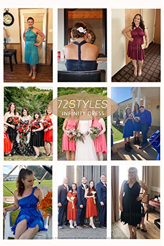 72styles Multi-Way Wrap Short Infinity Dress for Bridesmaids - color: Dusty Blue