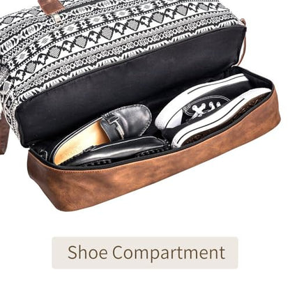 MyMealivos Canvas Weekender Bag Travel Duffel Shoe Compartment Overnight - color: black