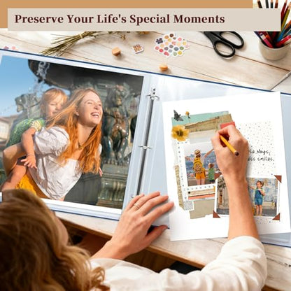 12x12 Inch Large Scrapbook Photo Album, 3 Ring Binder, Navy - color: Navy, size: 12"x12" 40Sheets