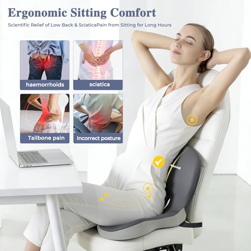 Car Seat Cushion with Lumbar Support Pillow, Seat Cushion for Driving - color: Dark Gray+light Gray