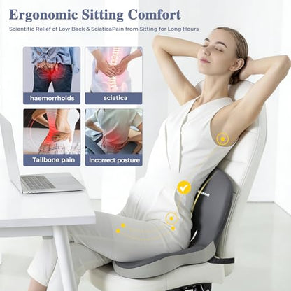 Car Seat Cushion with Lumbar Support Pillow, Seat Cushion for Driving - color: Dark Gray+light Gray