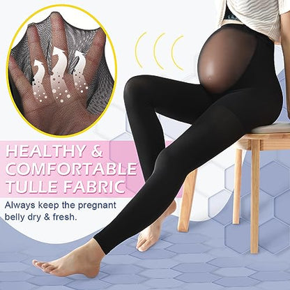 beister Maternity Compression Tights, 20-30 mmHg Footless High-Waist - color: Black, size: Medium