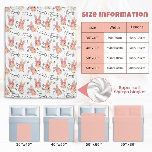 Personalized Blanket with Name, Custom Bunny Blanket for Baby - color: S6