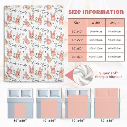 Personalized Blanket with Name, Custom Bunny Blanket for Baby - color: S6