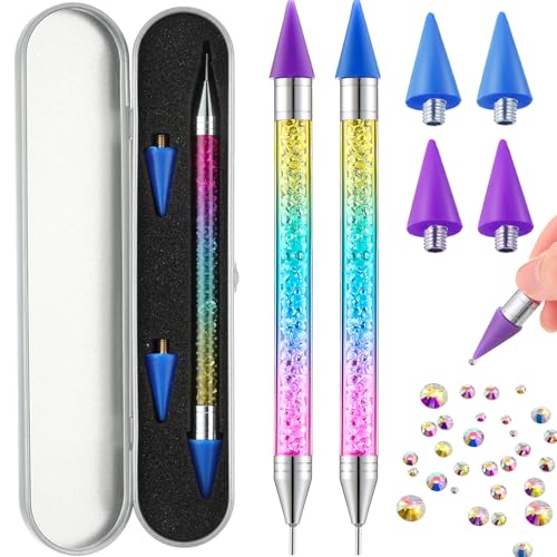 Tatuo 2 Pcs Dual-ended Rhinestone Picker Tool, Colorful - color: colorful