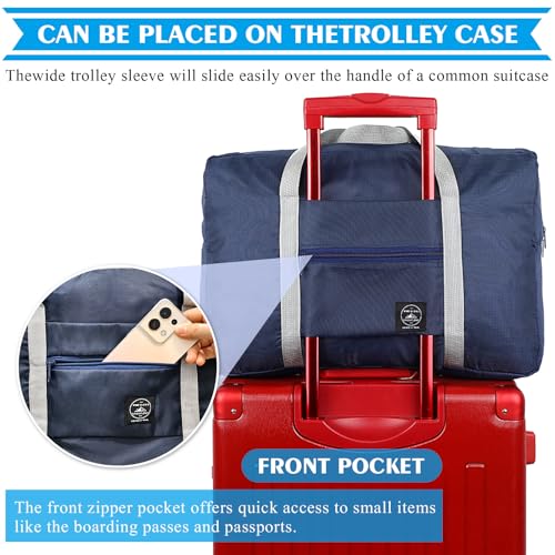 Travel Bag 2PCS Foldable Duffle Tote Weekender Overnight Luggage Bag - color: Red+Blue