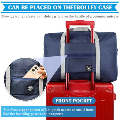 Travel Bag 2PCS Foldable Duffle Tote Weekender Overnight Luggage Bag - color: Red+Blue