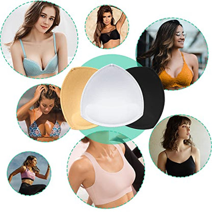 5 Pairs Bra Pad Insert,Removable Sport Bra Cups Inserts Triangle Breathable Bra Pads for Yoga Bra Swimsuits Bikini