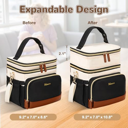 Mancro Expandable Breast Milk Cooler Travel Bag with Ice Pack - color: Beige
