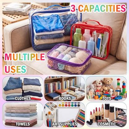 6 Pcs Clear Packing Cubes for Travel Luggage Organizer Bag Rainbow - color: Rainbow