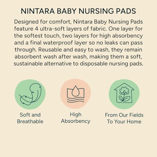 Nintara Baby Reusable Nursing Pads – Pack of 6 with Laundry Bag - size: Pack of 6