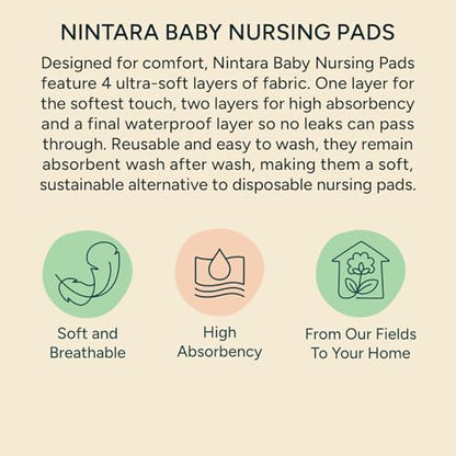 Nintara Baby Reusable Nursing Pads – Pack of 6 with Laundry Bag - size: Pack of 6