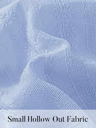 MEROKEETY Womens Fall Puff Long Sleeve Casual V Neck Modest Midi Maxi Dress - color: Blue, size: Medium