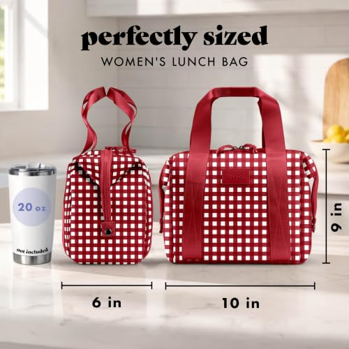 Fit & Fresh Remi Neoprene Lunch Bag for Women w/Ice Pack & Containers - color: Red Gingham, size: One Size