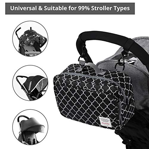 GOGOSO Small Diaper Bag, Mini Stroller Organizer Accessory with Wipe Pockets Caddy Parent Console with Hook Fit All Strollers, Black - color: geometry