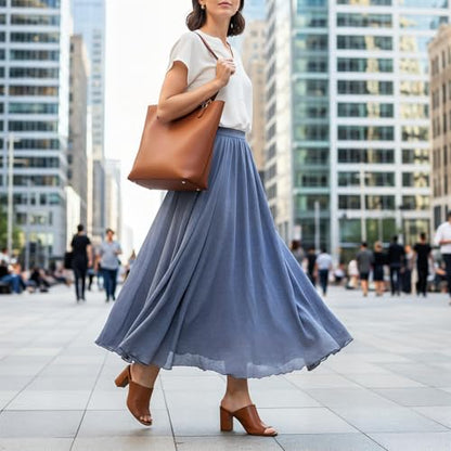 Women's Cotton Long Flowy Rave Renaissance Maxi Skirt - color: Grey, size: Small