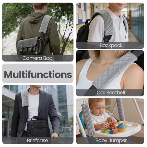 Amooca 2 Pack Seat Belt Covers Soft Shoulder Pad for Cars & Backpack - color: A: Grey