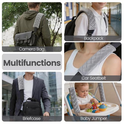 Amooca 2 Pack Seat Belt Covers Soft Shoulder Pad for Cars & Backpack - color: A: Grey