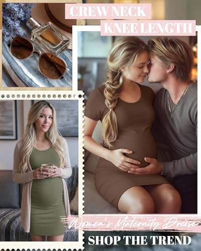 Riyiper 3 Pack Womens Maternity Short Sleeve Dresses - color: Black, Coffee, Army Green, size: Medium