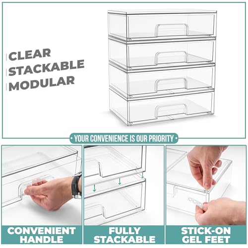 Sorbus Stackable Storage Drawers, Clear Acrylic Pull-Out Organizer (8 Pack) - size: 8 Pack