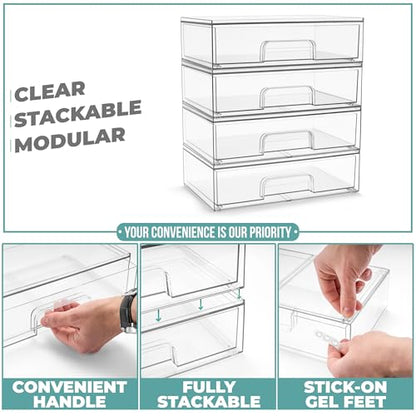 Sorbus Stackable Storage Drawers, Clear Acrylic Pull-Out Organizer (8 Pack) - size: 8 Pack