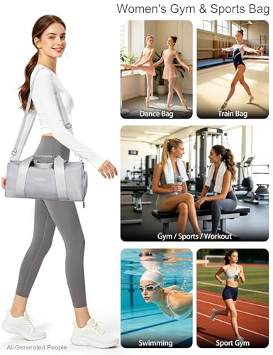 16" Gym Bag for Women,with Shoes Compartment and Waterproof Pocket(Grey) - color: Grey, size: 16" Small Size