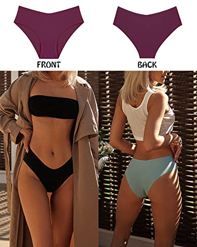 Women’s Seamless Underwear No Show Cheeky Hipster Bikini Panties 9 pack - color: Option D, size: Large