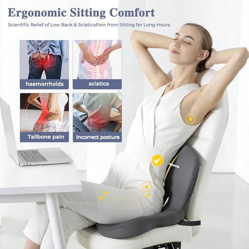 Car Seat Cushion with Lumbar Support Pillow, Seat Cushion for Driving - color: Gray