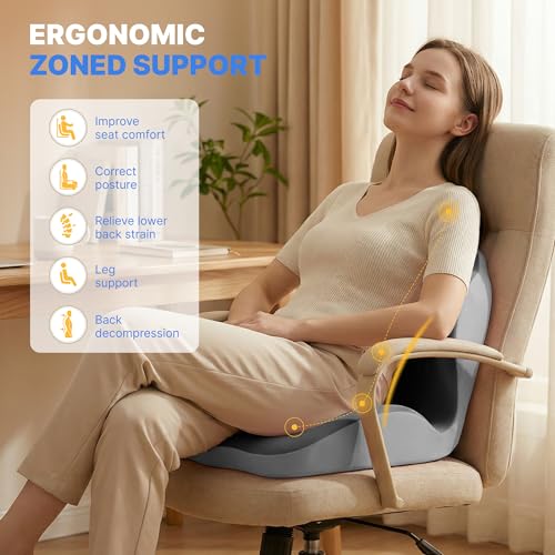 Ergonomic Seat Cushion with L-Shaped Design for Office Chair (Grey) - color: Grey