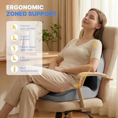 Ergonomic Seat Cushion with L-Shaped Design for Office Chair (Grey) - color: Grey