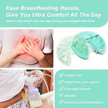 Hot Cold Gel Bead Breast Therapy Pack, Breast Ice Packs for Breastfeeding - color: #8 Blue