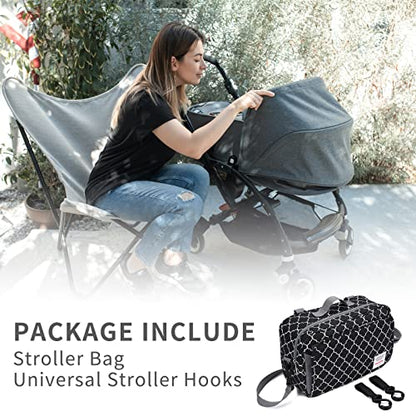 GOGOSO Small Diaper Bag, Mini Stroller Organizer Accessory with Wipe Pockets Caddy Parent Console with Hook Fit All Strollers, Black - color: geometry