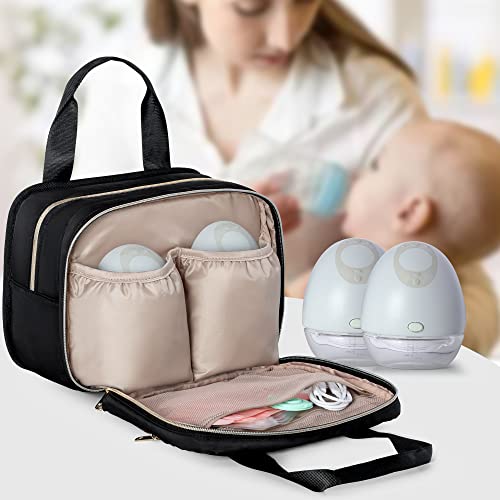 Fasrom Wearable Breast Pump Bag, Insulated Pump Carrying Case with Cooler - color: Black