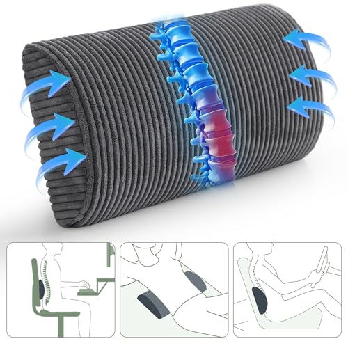 HIGOGOGO Lumbar Support Pillow for Recliner Chair/Accent Chair/Couch, Memory Foam Back Support Cushion for Elderly, Recliner Cushions for Back Rest, Pain Relief, Reading, Washable Cover, Dark Grey - color: Dark Grey, size: 20"x10"x4"