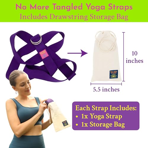 Extra-Wide 2 Inch Cotton Yoga Strap: Stretching, Physical Therapy, Exercise - color: Purple, size: 10 feet