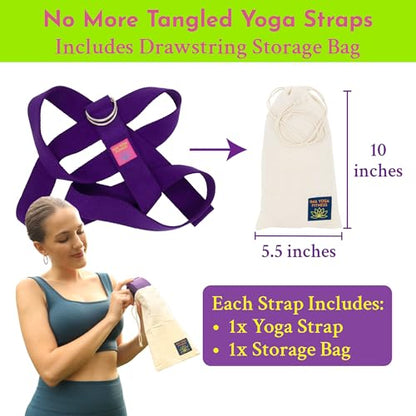 Extra-Wide 2 Inch Cotton Yoga Strap: Stretching, Physical Therapy, Exercise - color: Purple, size: 10 feet