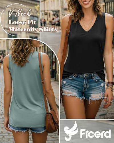 Ficerd 3 Pack Women's Nursing Tank Tops - color: Black, Dusty Green, Red, size: Medium