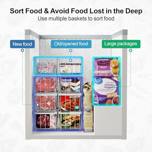 iSPECLE Chest Freezer Organizer Bins - Small Baskets for 7 Cu.Ft, 6 Pack - color: 6-Pack White