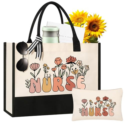 Nurse Tote Bag Set - Beige, Medium (15" x 4" x 12") for Nurses, Thoughtful & Practical, Durable & Lightweight, Versatile for Any Occasion - style: Nurse Bags