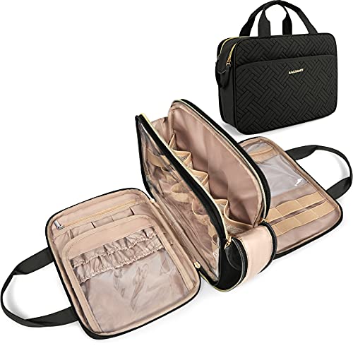 BAGSMART Toiletry Bag for Women, Medium Water-resistant, Black - color: Black, size: Medium