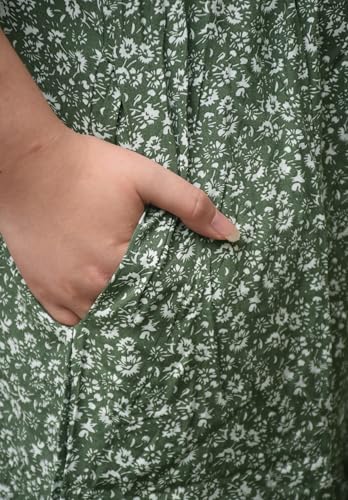 CzzzyL Womens Nursing Dress Summer Floral Print Smocked Maxi with Pockets - color: Green, size: Medium