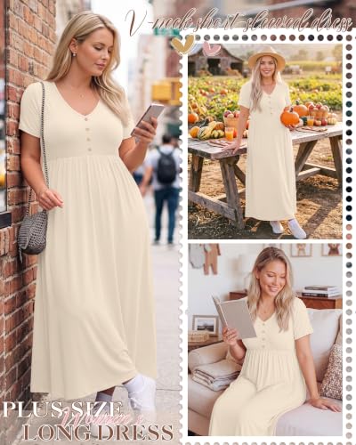 Plus Size Maxi Dress for Women - color: Cream, size: X-Large